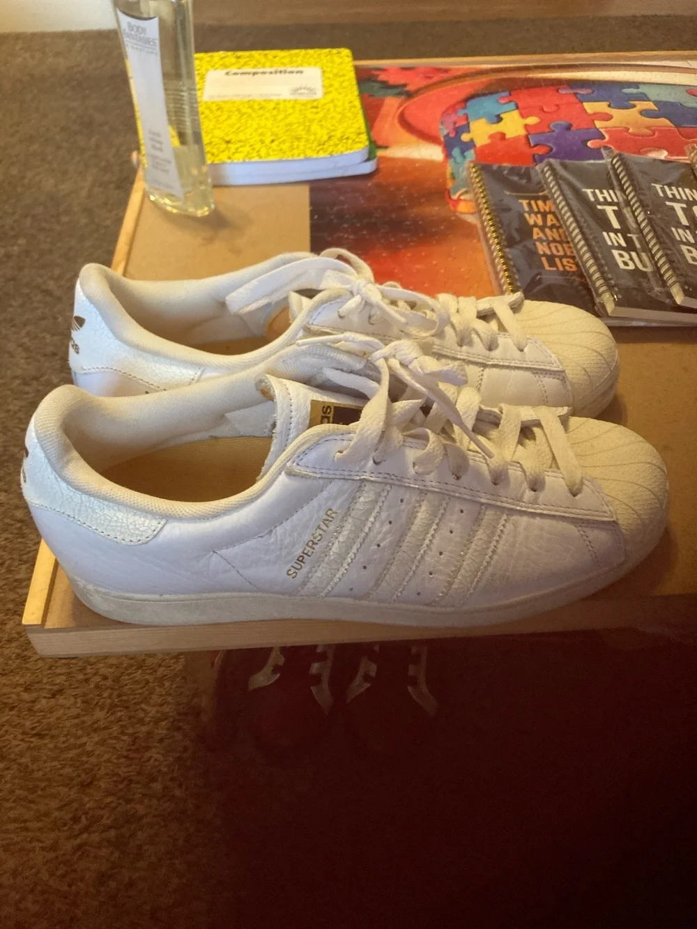 adidas White Leather Low-Top Sneakers with Shell Toe